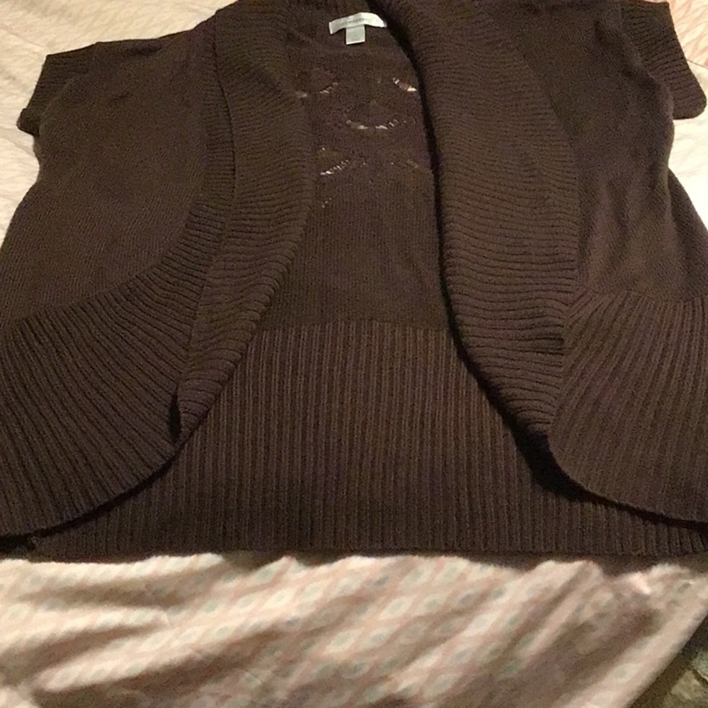 Dress Barn Brown Ribbed Knit Shrug